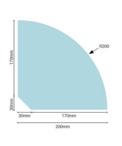 200mm Glass Shower Shelf With Radius